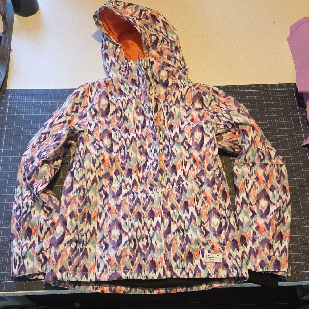 Billabong Women's Ski Jacket with Purple and Orange Pattern